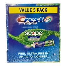 Crest Complete Plus Scope Outlast Ultra, 6.3Oz Tubes, 5pk 0.63 per gallon