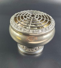 Vintage Lanthe Silver-Plated Rose Bowl with Flower Frog England 5.5" Tall