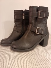 Chattawak Bottines Femme Cuir Noir P37 Boucles Zip Bout Rond Semelle Caoutchouc