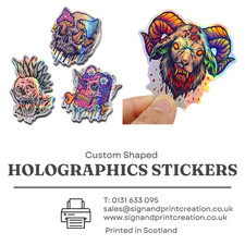 Premium Holographic Stickers | Custom Shape Die Cut | Solvent Print UV Cured