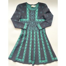 Women's Eliza J Black and Green Knit Dress Size Petite Small