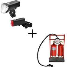 Fischer Fahrrad Beleuchtungs Set 70/30/15 und Rückleuchte mit Fischer Fußpumpe