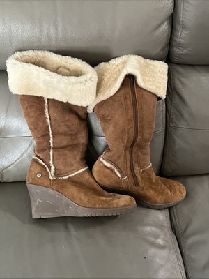 UGG® AUSTRALIA SANDRA 5449 CHESTNUT SHEEPSKIN KNEE HIGH BOOTS Size