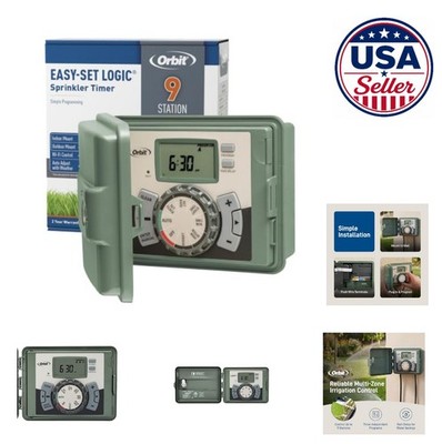 Swing Panel Sprinkler Timer 9 Station Outdoor 24VAC Easy Set Logic Watering