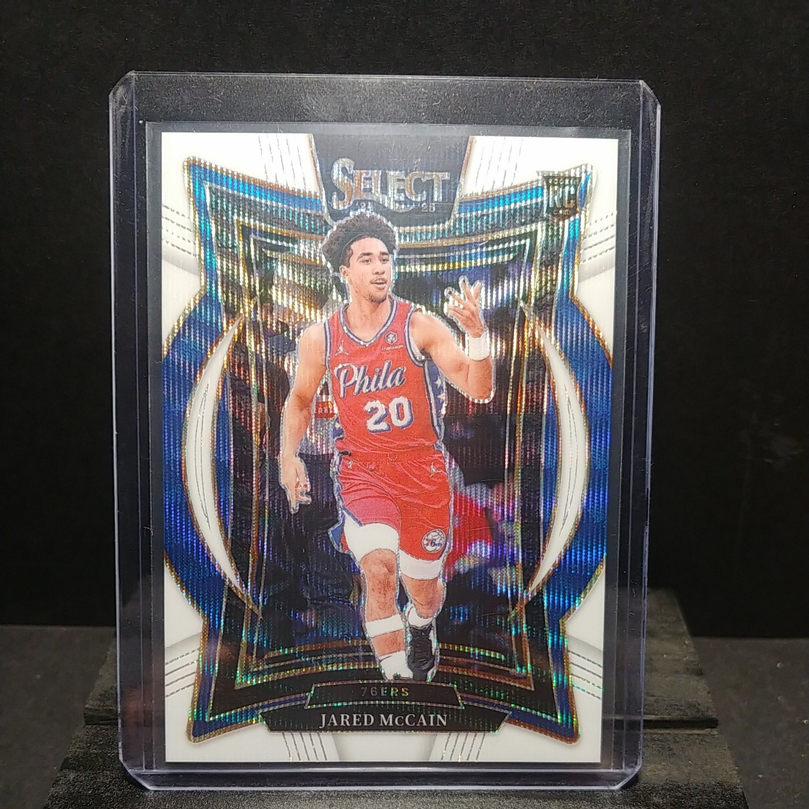 Jared McCain 2024-25 Panini Select Concourse White Wave Prizms #82 76ers /99 RC