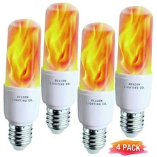 Flickering LED Flame Light Bulbs E26 LED Bulb with Gravity Sensor Flame 4 Pack