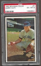 1953 Bowman Color #7 - HARRY CHITI - Chicago Cubs - PSA 6 EX-NM