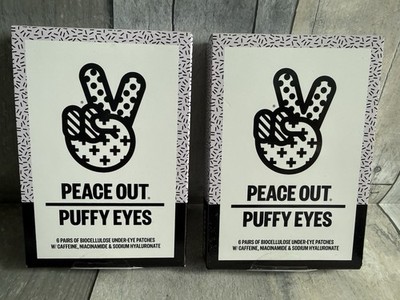 PEACE OUT Puffy Eyes 2 BOXES (12 Pairs) Dark Circle Under-Eye Patches NIB