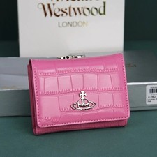 Vivienne Westwood Tri-fold wallet Embossed leather orb Pink 43591 outlet JP