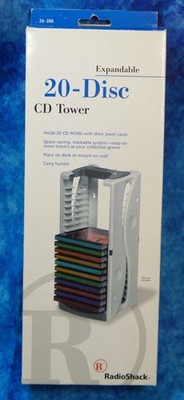 20 Disc CD Tower Expandable - Desk or Mount- Carry Handle RadioShack - NEW