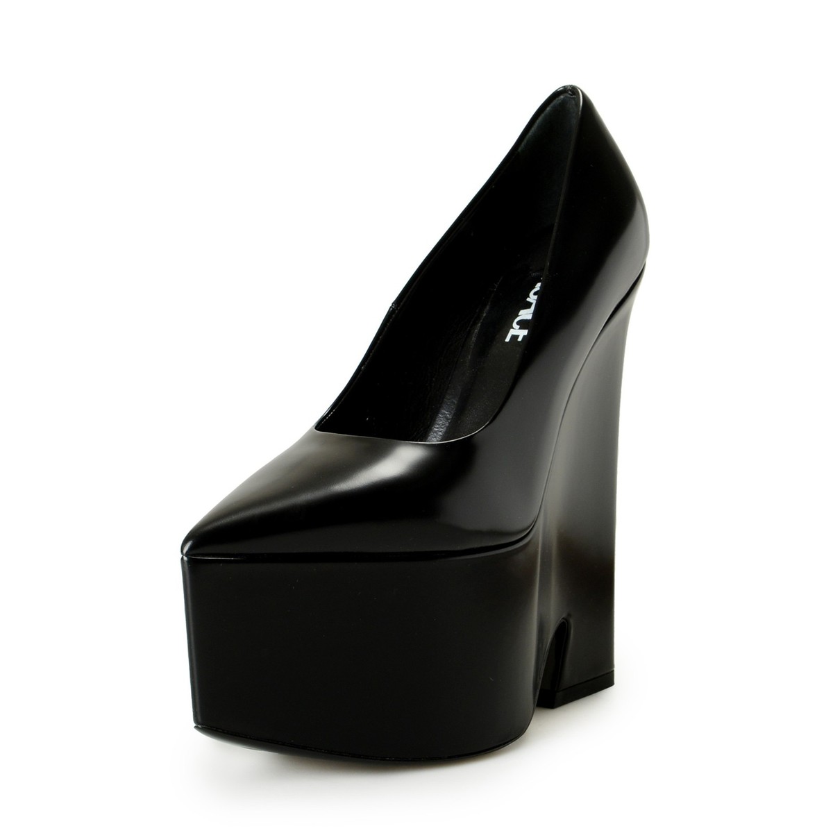 Versace Women's Black Leather High Heel Platform Pumps Shoes US