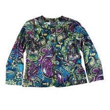 Chico's 2 Paisley Jacket Artsy Cotton Blend Button Front