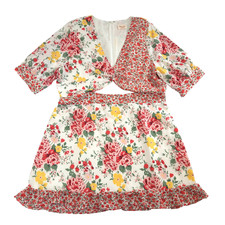 Showpo Puff Sleeve Floral Cutout Mini Dress 16 Fairy Cottage Feminine Boho