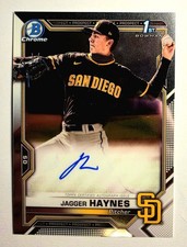 ​2021 Bowman Chrome Jagger Haynes 1st Bowman Prospect Auto RC #CPA-JH Padres