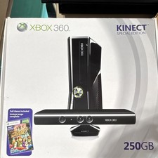 Microsoft Xbox 360 S 250GB Black Kinect Bundle w/ Sensor, Wireless Controller
