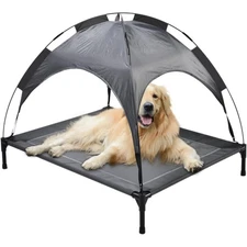 Go Gear Outdoor Dog Bed with Canopy, Elevated Pet Cot, Raised Dog Bed,  Gray