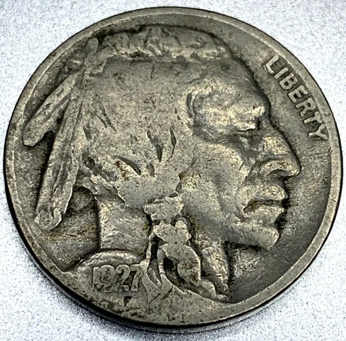 1927 P Buffalo Nickel Very Good 5 Cent US Coin - SR251