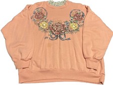 Vintage Grandma Collared Sweatshirt Women's XL Flower Floral Graphic E3