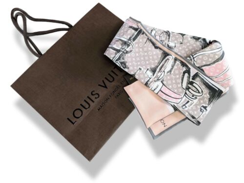 Louis Vuitton Limited Edt Rose TRUNKS Bandeau Twilly Silk Scarf 