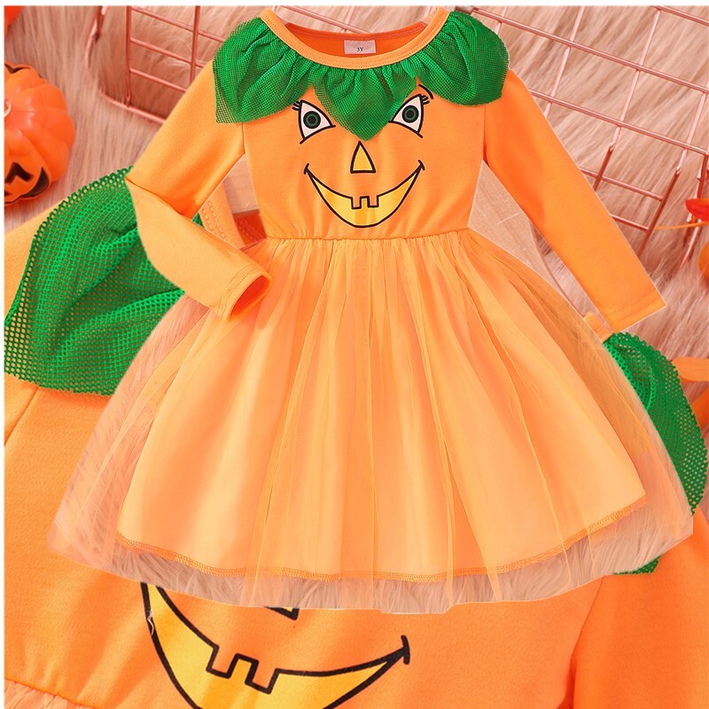 Children Girls Dress Party Costume Cute Dresses Pumpkin Ball Gown Festival  | eBay