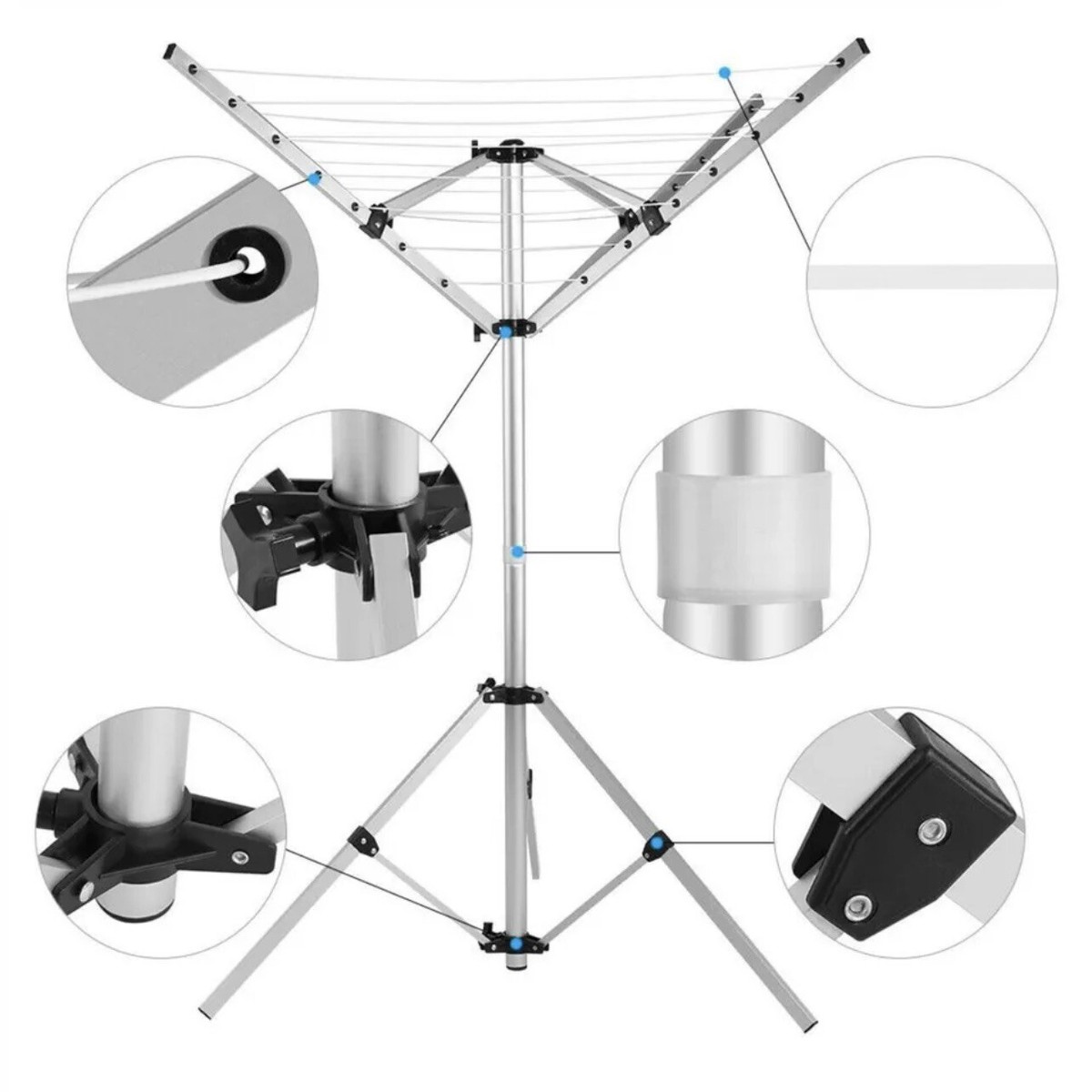 ARM ALUMINIUM ROTARY AIRER DRYER CLOTHES STAND FREE STANDING