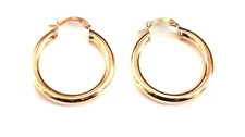 GOLD TONE PLATED HOOP EARRINGS EXTRA THICK 1 INCH HOOP EARRINGS