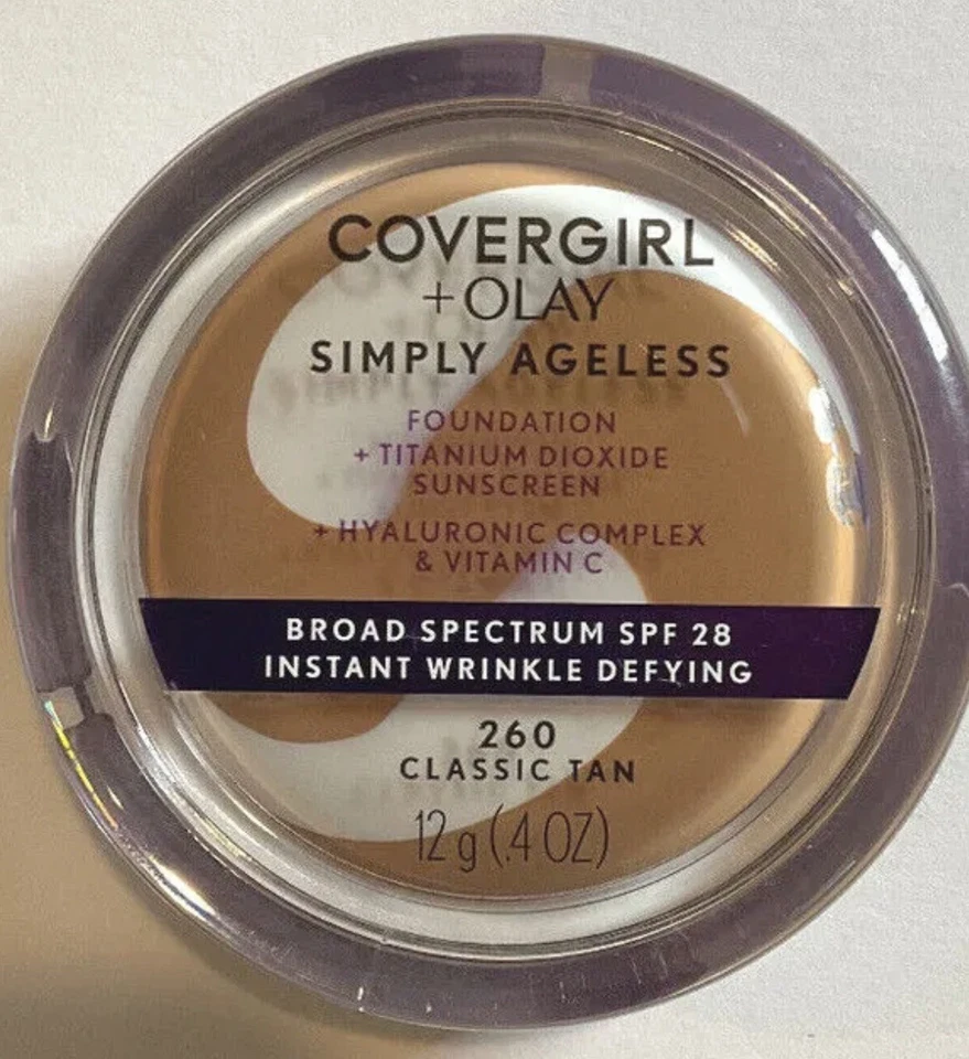 Covergirl + Olay Simply Ageless Foundation SPF 28 CLASSIC TAN 260 New & Sealed - Image 2 of 2