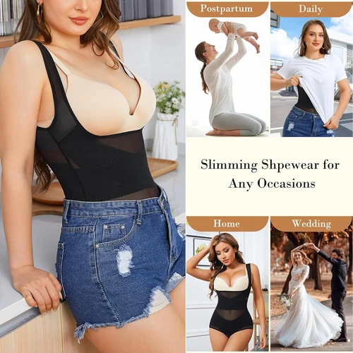 Women Tummy Control Shapewear Bodysuit Hi-waist Butt Lifter Open Bust Slimming - Picture 3 of 23