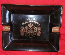 Club Macanudo Black And Gold Cigar Table Ashtray Marked Macanudo Rare Man Cigar 