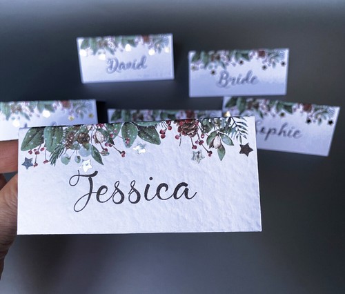 6 x Mesa de Boda Personalizada NOMBRE Lugar TARJETAS Ajuste Marco de Navidad Decoración - Imagen 2 de 9