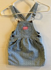 Vintage Oshkosh B  Gosh Denim Jean Dress Vesbak Overall Blue Girls Size 4 Pink