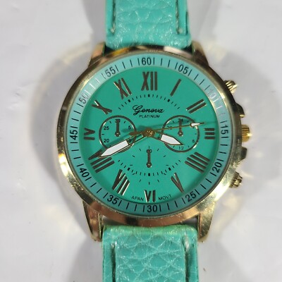 Geneva Roman numeral watch. Geneva Roman Numerals Watch Teal Buckle Band | eBay main image 2