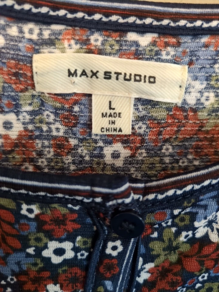 Max Studio платье женщин L цветы ярусный макси богемное прерии крестьянин Cottagecore - Изображение 4 из 4