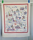 Vintage ARIZONA STATE TABLECLOTH Souvenir 37" x 30" White Cotton MID CENTURY — photo 1