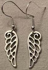 WINGS EARRINGS - Pewter with Sterling Silver Ear Wires BIRD ANGEL FAIRY ICARUS