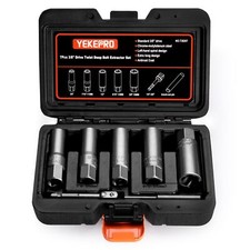 7 PCS Bolt Extractor Kit 3/8" Drive Spark Plug Removal Extraction Socket Tool