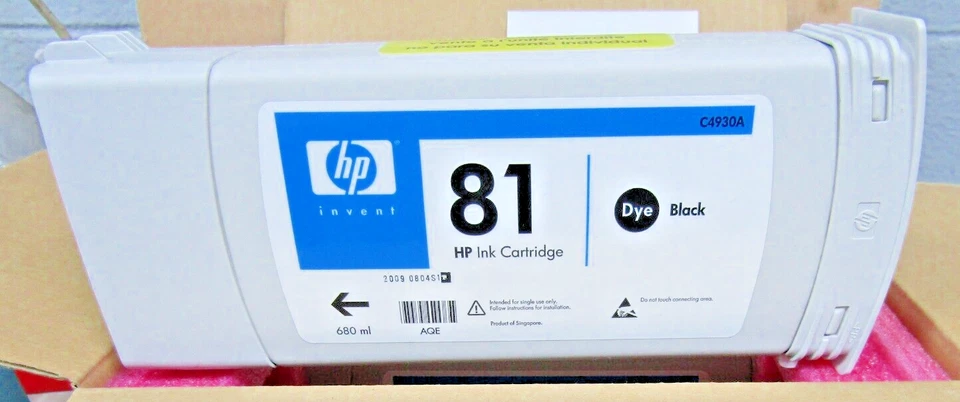 🔥2) NEW HEWLETT PACKARD HP 81 BLACK DYE 680ml INK CARTRIDGE C4930A C5066A BOX 2 - Image 3 of 4