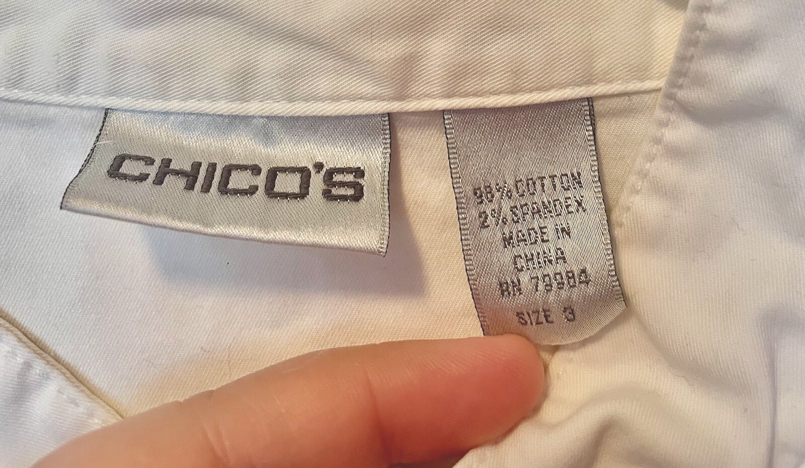 Chicos Size 3 Button Down White Jacket - image 3