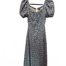 Charming Floral Puff Sleeve Maxi Dress