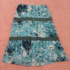 Sag Harbor Skirt Size 8 Blue Floral Midi A-Line Drawstring