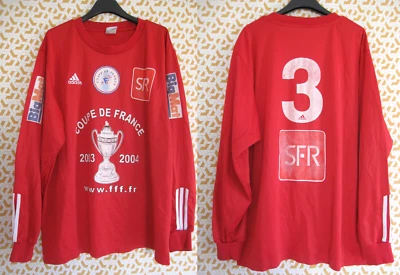 Maillot porté Adidas Coupe de France 2002 2003 rouge #3 SFR match Jersey - XL - Photo 1/4