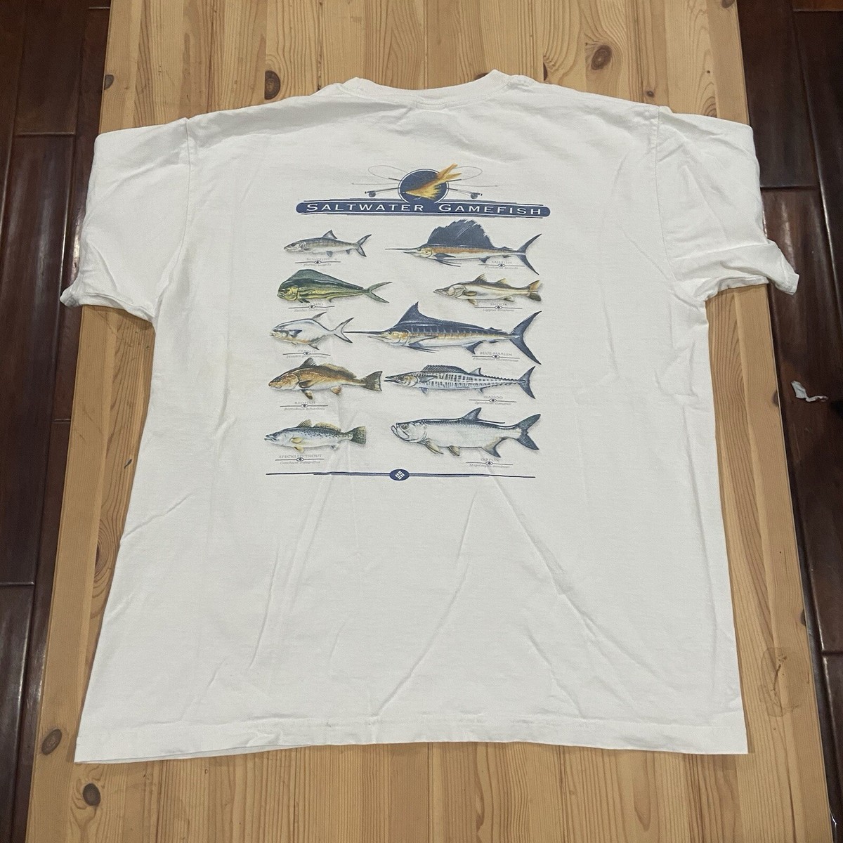 00s Columbia Saltwater Gamefish Tシャツ XXL Vintage Columbia Sportswear White Saltwater Gamefish T-Shirt