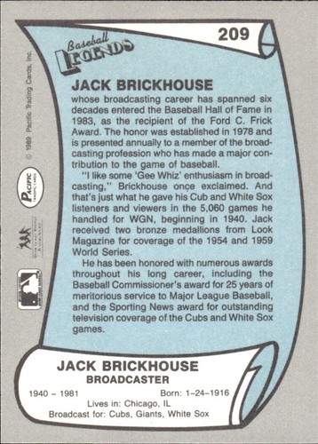 1988 and 1989 Pacific Baseball Legends MLB Set Break #1-#220 — You Choose! - Picture 415 of 441