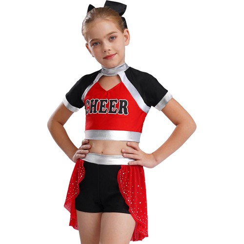 Girls Uniform Cheer Leader Outfit Sports Set Competition Tops Cheerleading Mini - Picture 11 of 47