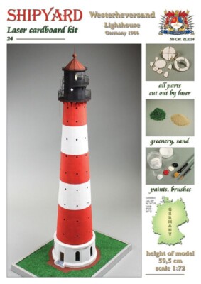 Shipyard Leuchtturm Westerheversand Lighthouse Germany 1906 Laser Kartonbausatz