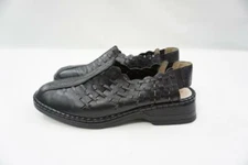 SPRING STEP USED WOMEN 8/41 BLACK LEATHER WOVEN SLINGBACK SANDALS