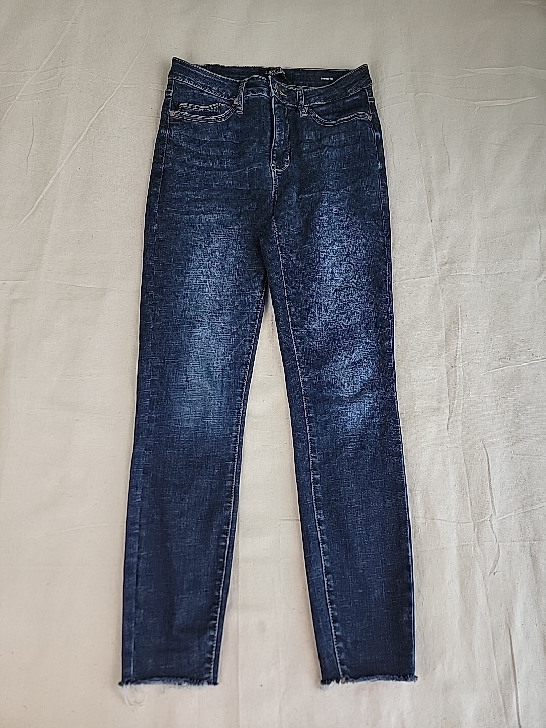 Judy Blue Jeans Womens 7 30x28 Skinny Dark High Rise Stretch Distressed Frayed