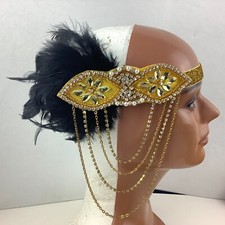 1920s Great Gatsby Flapper Headband w/Feathers