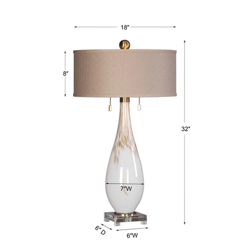 Uttermost Cardoni Contemporary Iron Glass Crystal and Linen Table Lamp in White - Picture 7 of 7