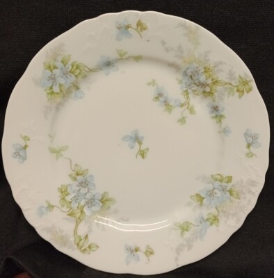 1920er Limoges Elite Bawo & Dotter Porzellan Beilagenteller x 3 zarte blaue Blumen